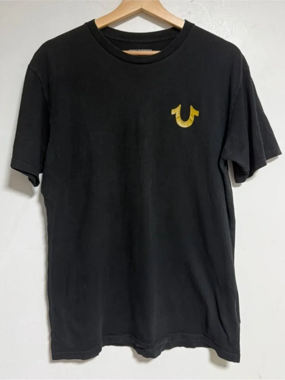 True Religion World Tour Graphic T-Shirt – Black Gold Logo Tee Size Large